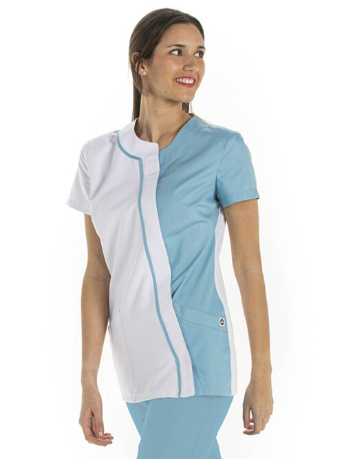 Chaqueta de microfibra m/c en contraste azul porcelana 