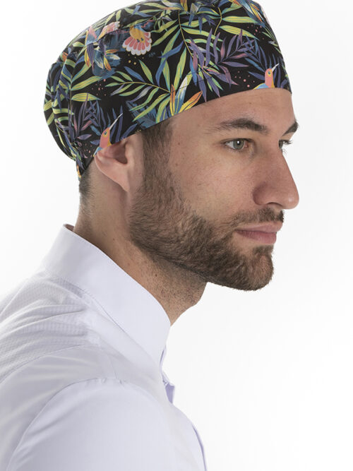 Gorro de quirófano en microfibra hidrofugada estampado tropical