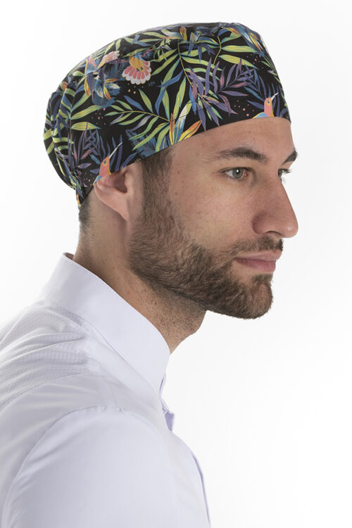 Gorro de quirófano en microfibra hidrofugada estampado tropical