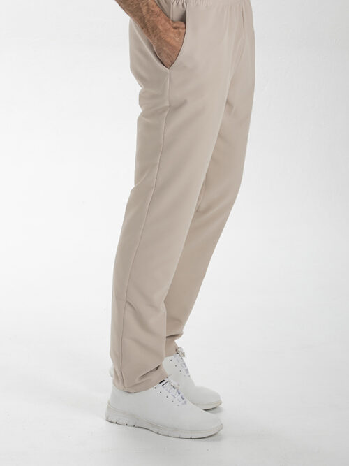 Pantalón unisex de microfibra beige con bolsillos 