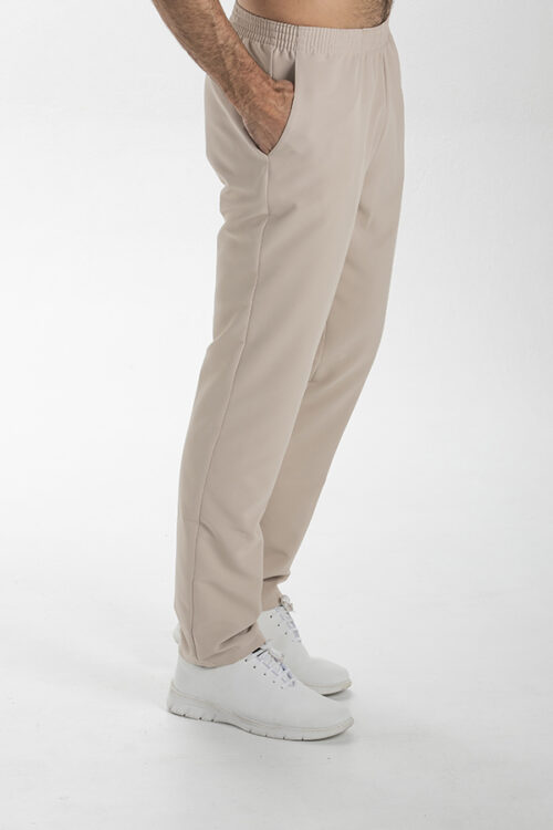 Pantalón unisex de microfibra beige con bolsillos