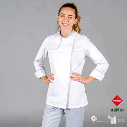 Chaqueta de cocina para mujer Anaya de tejido reciclado y orgánico klopman