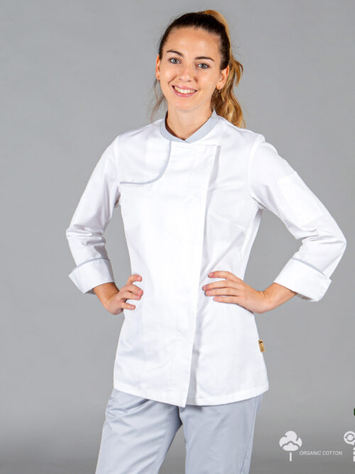 Chaqueta de cocina para mujer Anaya de tejido reciclado y orgánico klopman