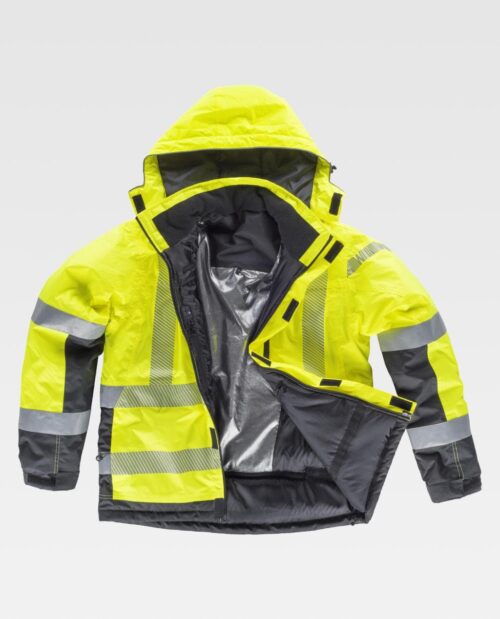 Chaqueta amarilla capucha workshell cintas reflectantes WORKTEAM