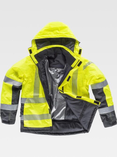 Chaqueta amarilla capucha workshell cintas reflectantes WORKTEAM