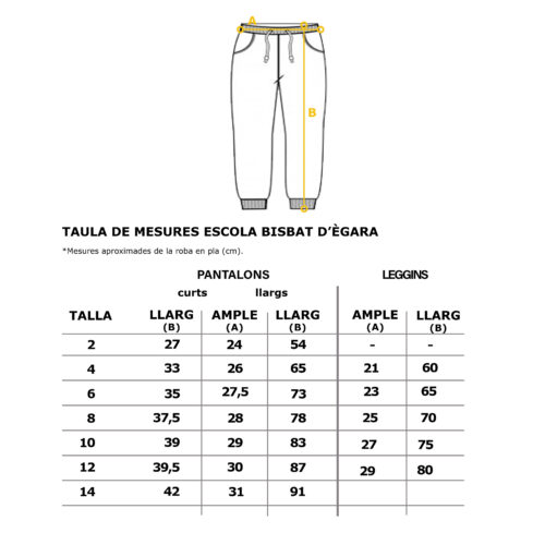 Mesures pantalons Bisbat d'Ègara