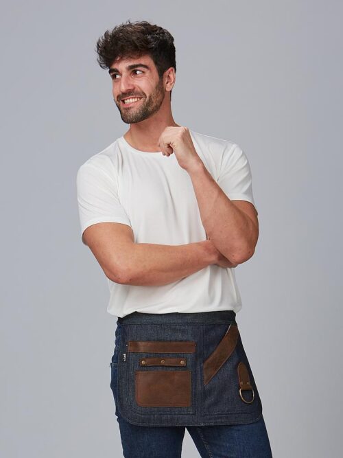 DELANTAL CORTO VAQUERO Y PIEL
