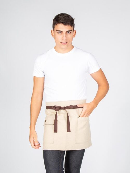 DELANTAL CORTO BEIGE 40X68 CM
