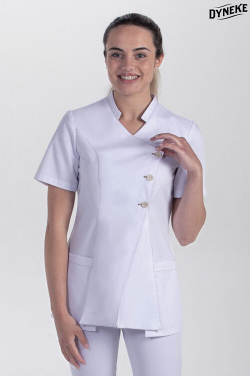 Chaqueta asia blanca m/c pespuntes
