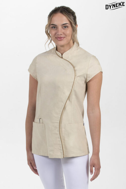 Chaqueta beig m/c cuello mao onda