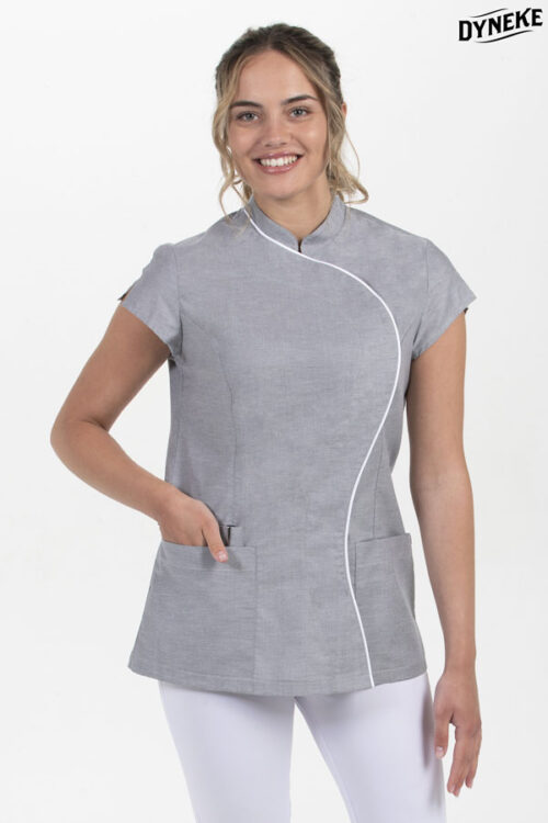 Chaqueta gris m/c cuello mao onda