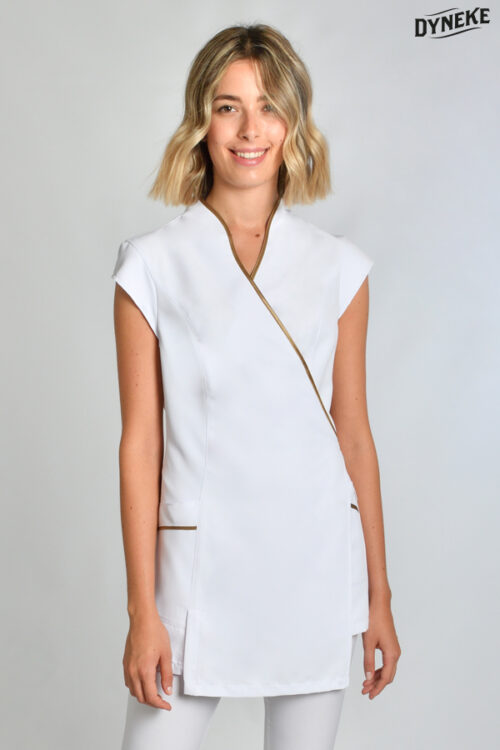 Estola kimono spa blanca vivo dorado