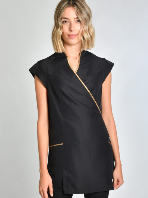 Estola kimono spa negra vivo dorado