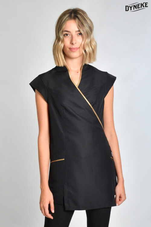 Estola kimono spa negra vivo dorado