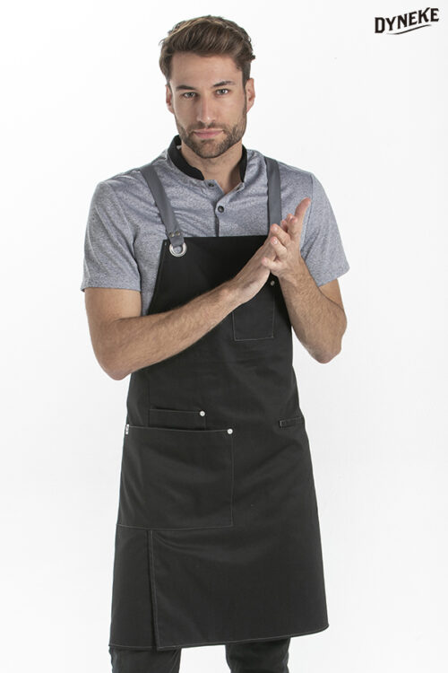 Delantal peto unisex bolsillos negro