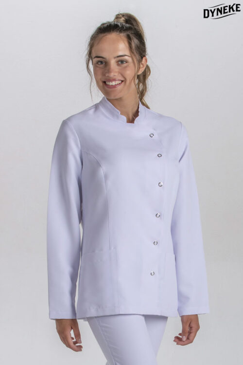 Chaqueta cruzada chica microfibra blanca m/l