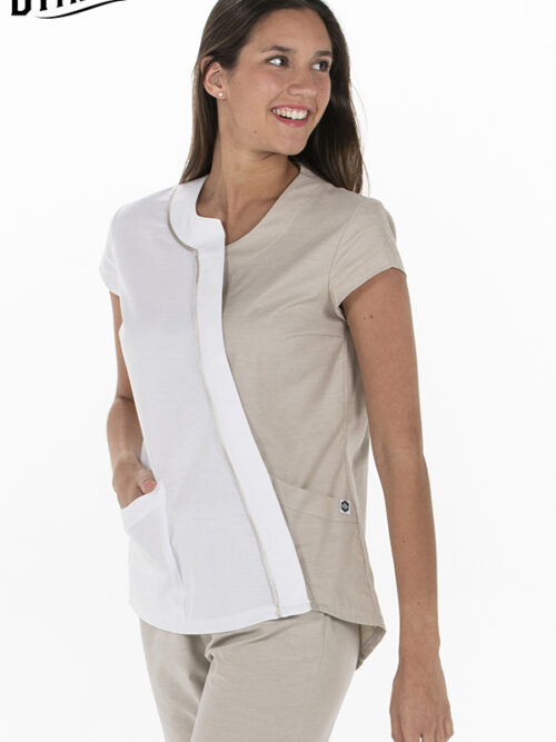 Chaqueta mujer asimétrica beig