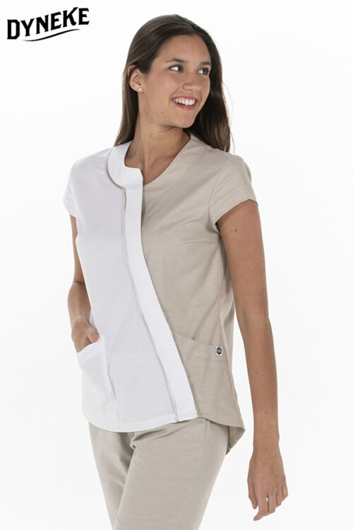 Chaqueta mujer asimétrica beig