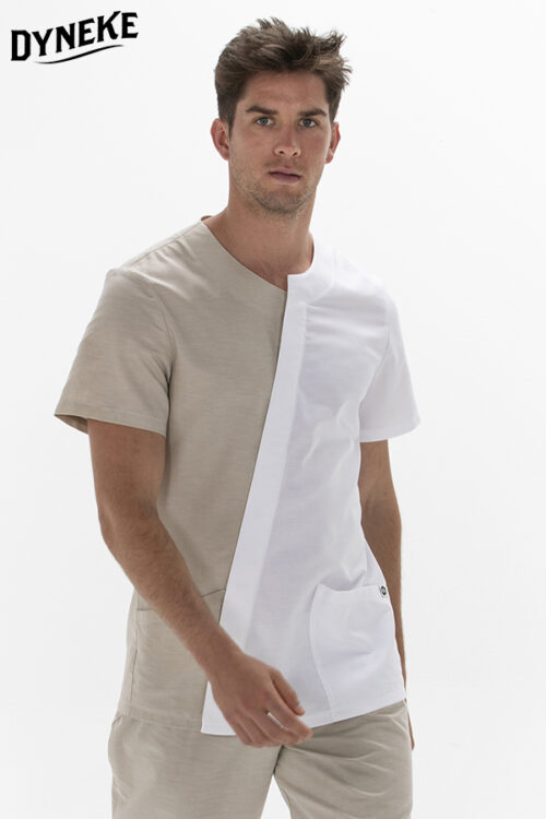 Chaqueta hombre asimétrica beig
