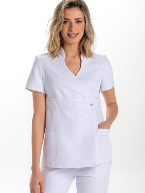 Chaqueta pekin blanco vivos raso