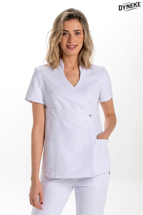 Chaqueta pekin blanco vivos raso