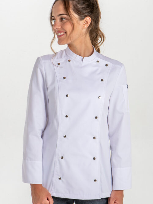 Chaqueta cocinera corchetes rejilla blanca