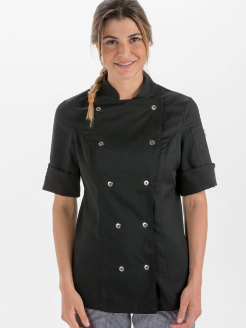 Chaqueta cocinera negra manga 3/4