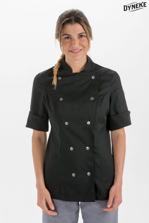 Chaqueta cocinera negra manga 3/4