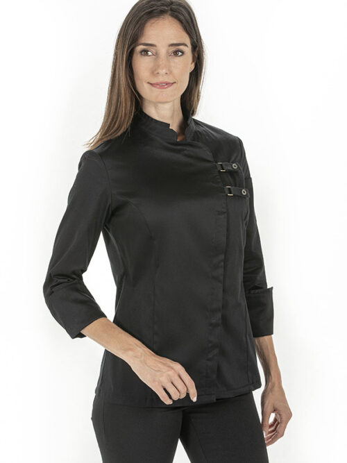 Chaqueta cocinera hebillas negra