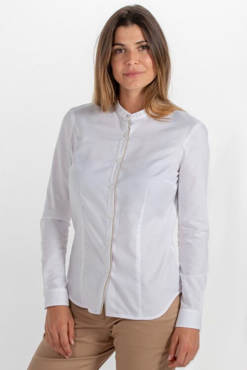 Camisa senora blanca cuello mao