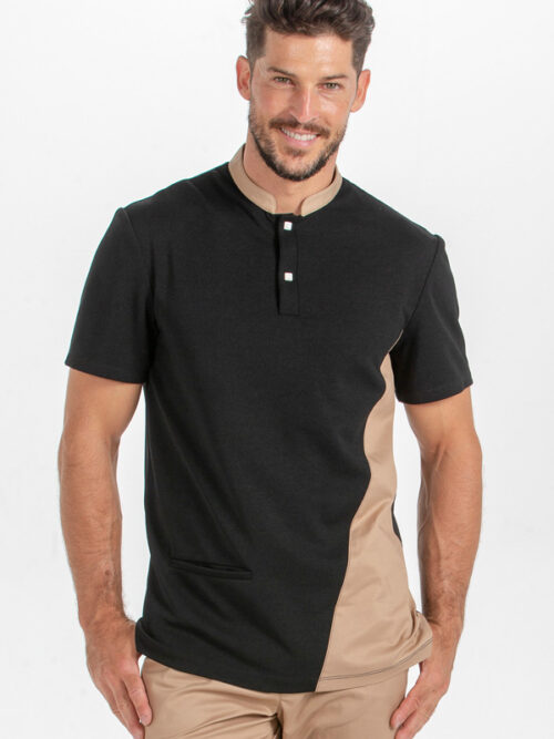 Polo mao negro cbro. costado arena