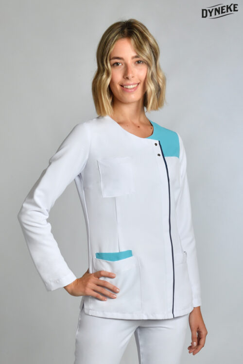 Chaqueta Srta.microfibra contrastes en turquesa y azul