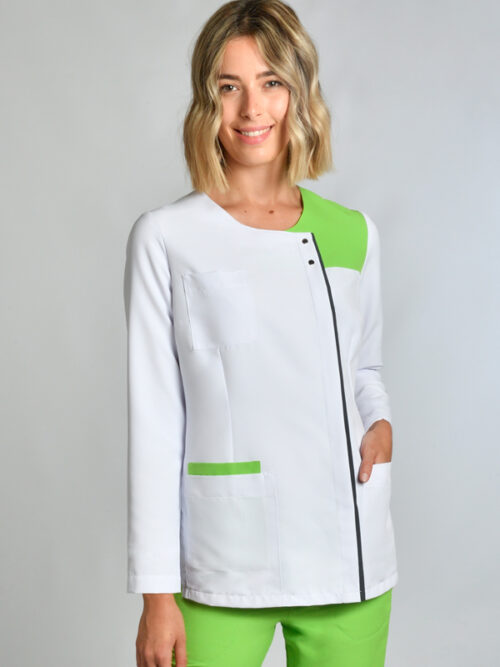 Chaqueta Srta. Microfibra constraste pistacho y gris