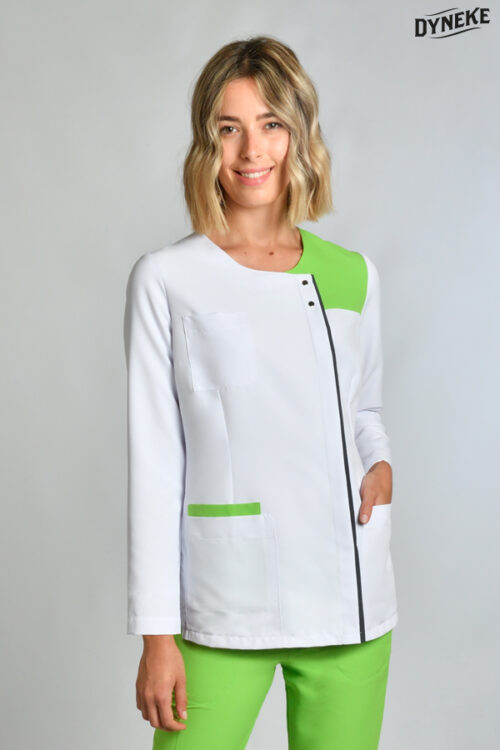 Chaqueta Srta. Microfibra constraste pistacho y gris