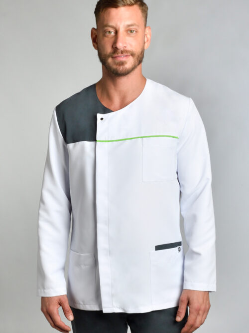 Chaqueta microfibra cbro. m/l contraste gris y pistacho