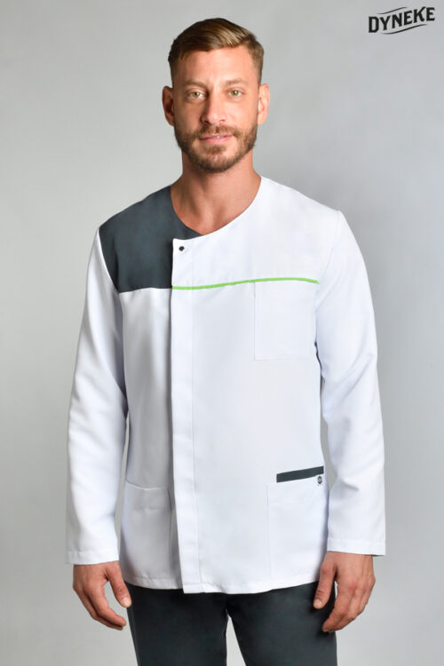 Chaqueta microfibra cbro. m/l contraste gris y pistacho
