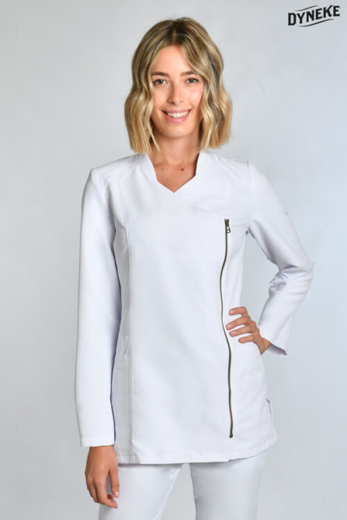Chaqueta sra. blanca cremallera dorada