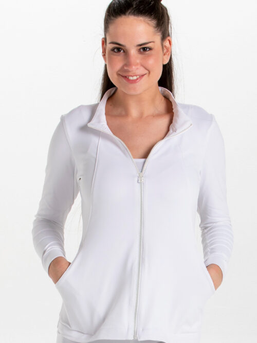 Chaqueta punto blanca con cremallera