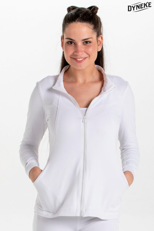 Chaqueta punto blanca con cremallera