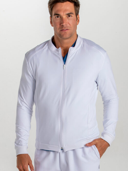 Chaqueta cbro. punto blanco con cremallera