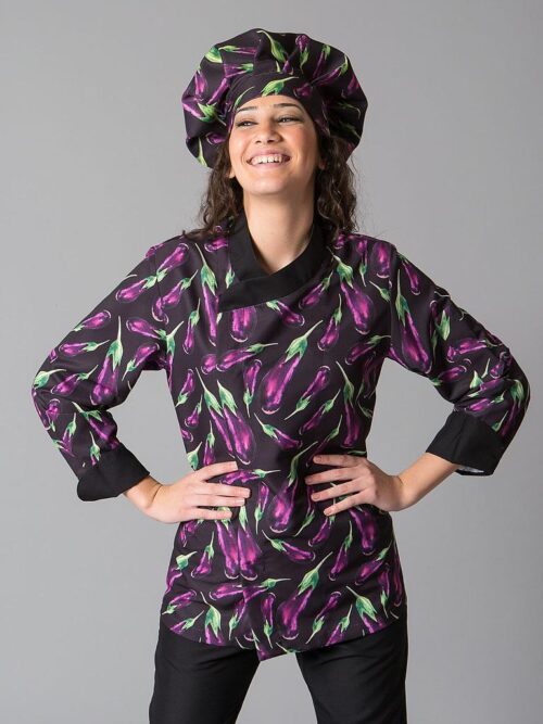 CHAQUETA COCINA UNISEX BERENJENAS
