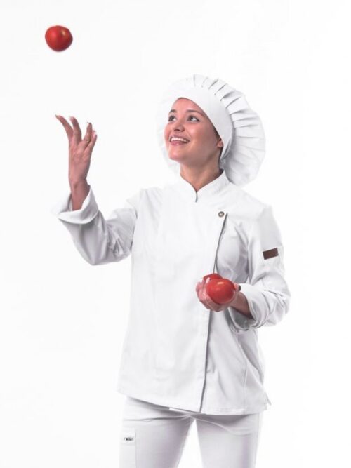 CHAQUETA COCINA MUJER MICROFIBRA PRIMESOFT CREMA
