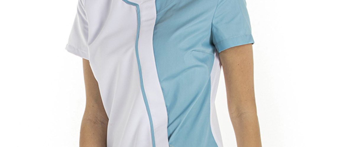 Chaqueta de microfibra m/c en contraste azul porcelana