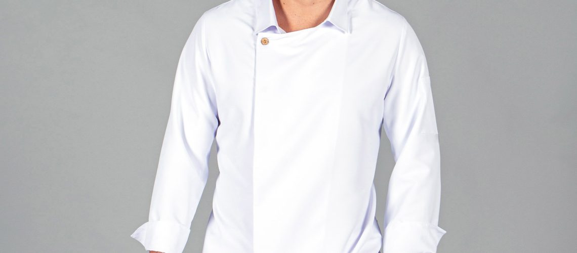 Chaqueta de cocina unisex Arias de tejido reciclado microfibra 1 Chaqueta de cocina unisex Arias de tejido reciclado microfibra