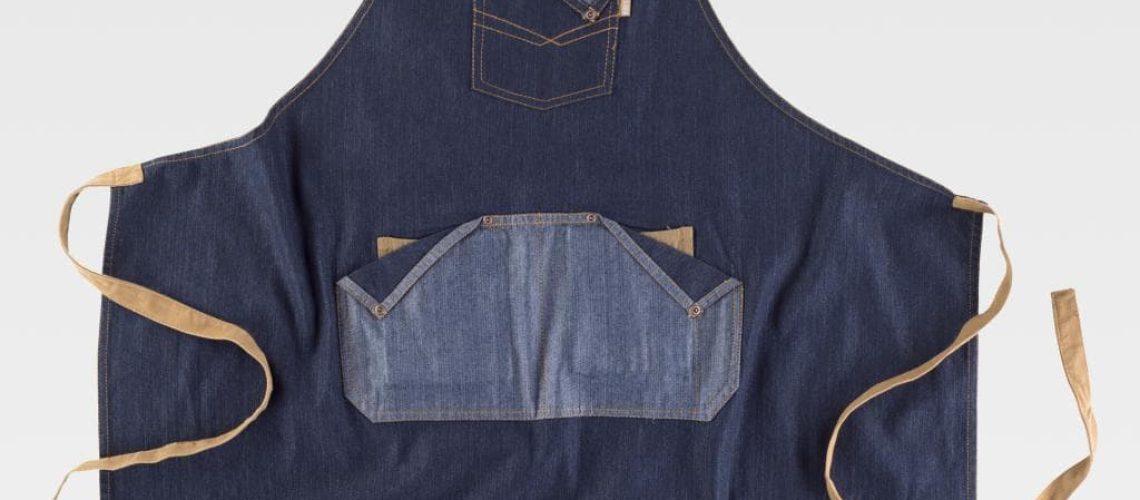 Delantal con peto tejido vaquero combinado con canvas WORKTEAM