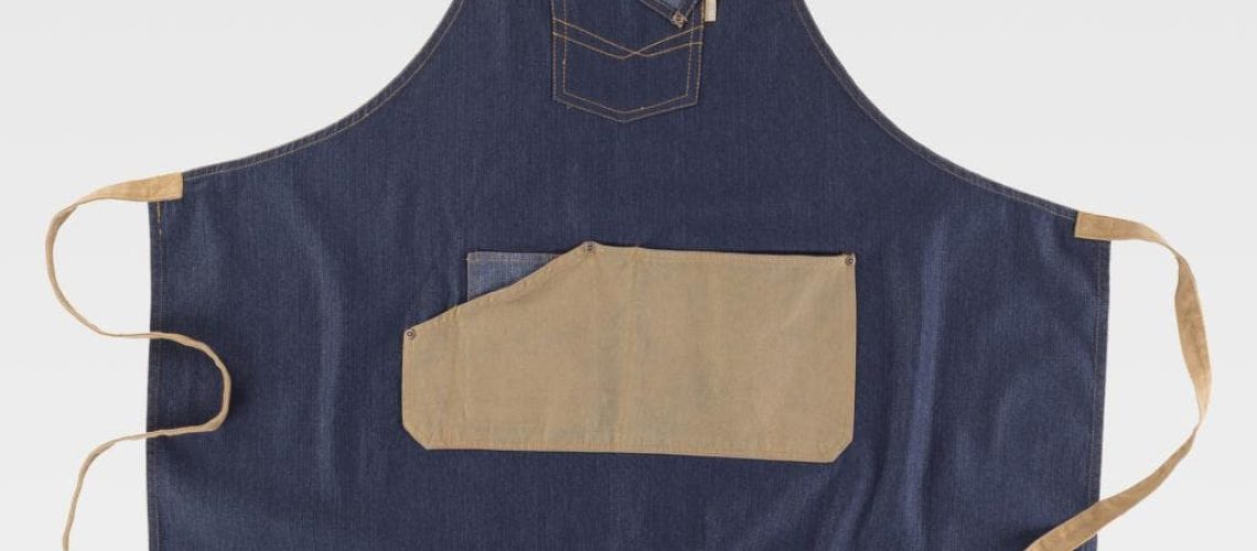 Delantal con peto en tejido vaquero combinado con canvas WORKTEAM