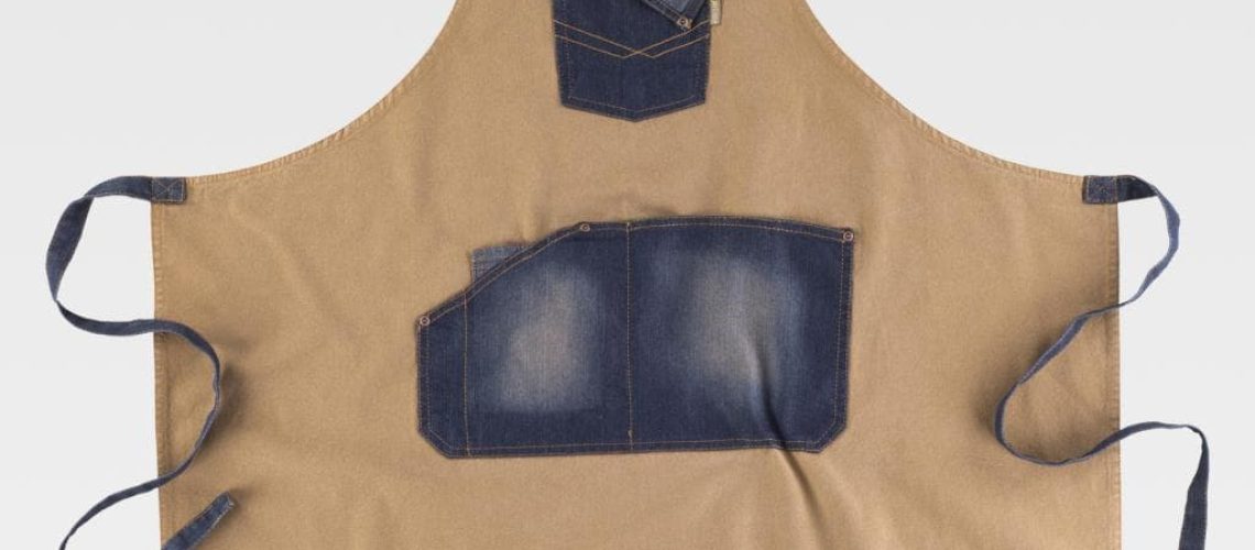 Delantal con peto tejido canvas combinado con vaquero WORKTEAM