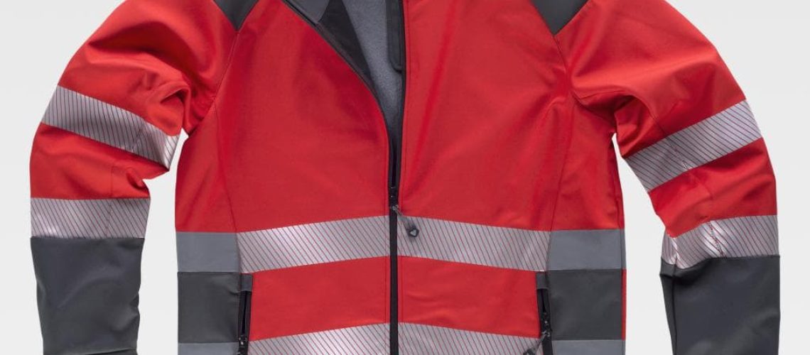 Chaqueta workshell naranja con cintas reflectantes WORKTEAM