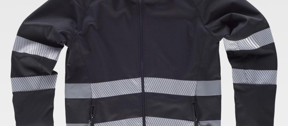 Chaqueta workshell negra con cintas reflectantes WORKTEAM